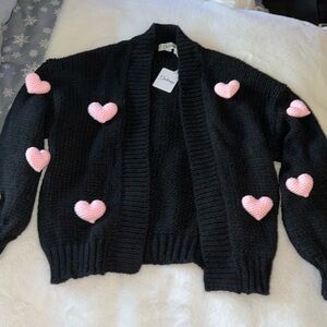 Heart 3D Cardigan Sweater ~ Sweetest Oversized Knit Valentine's Day cardigan 🩷